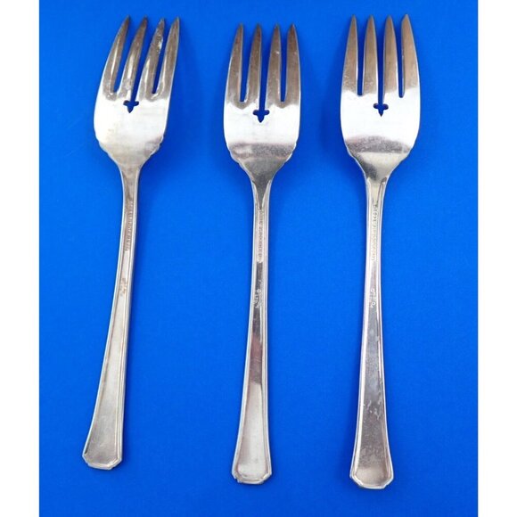 Oneida DEL MAR Set of 3 Salad Forks 1881 Rogers Vtg Silverplate Flatware - Picture 2 of 4
